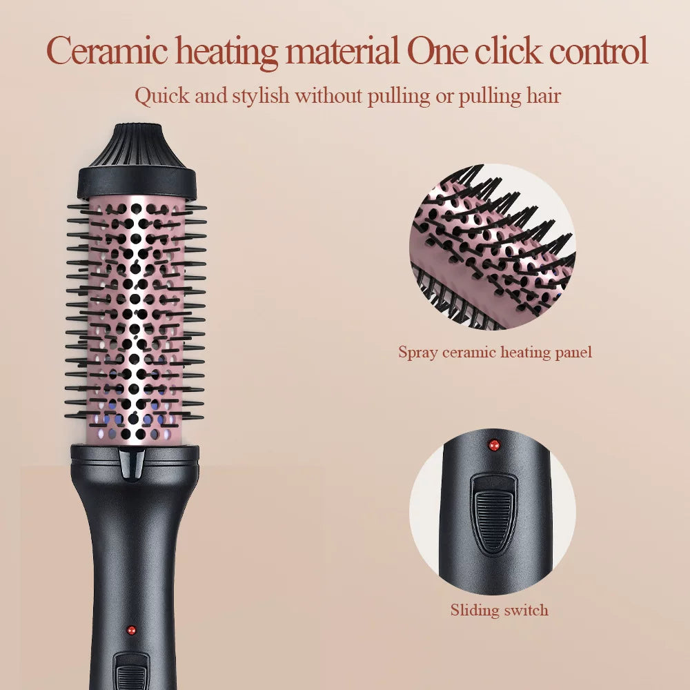 Thermal Hot Brush for Frizzy Hair – Quick 5-Minute Styling Tool (Straighten, Curl, Add Bounce)